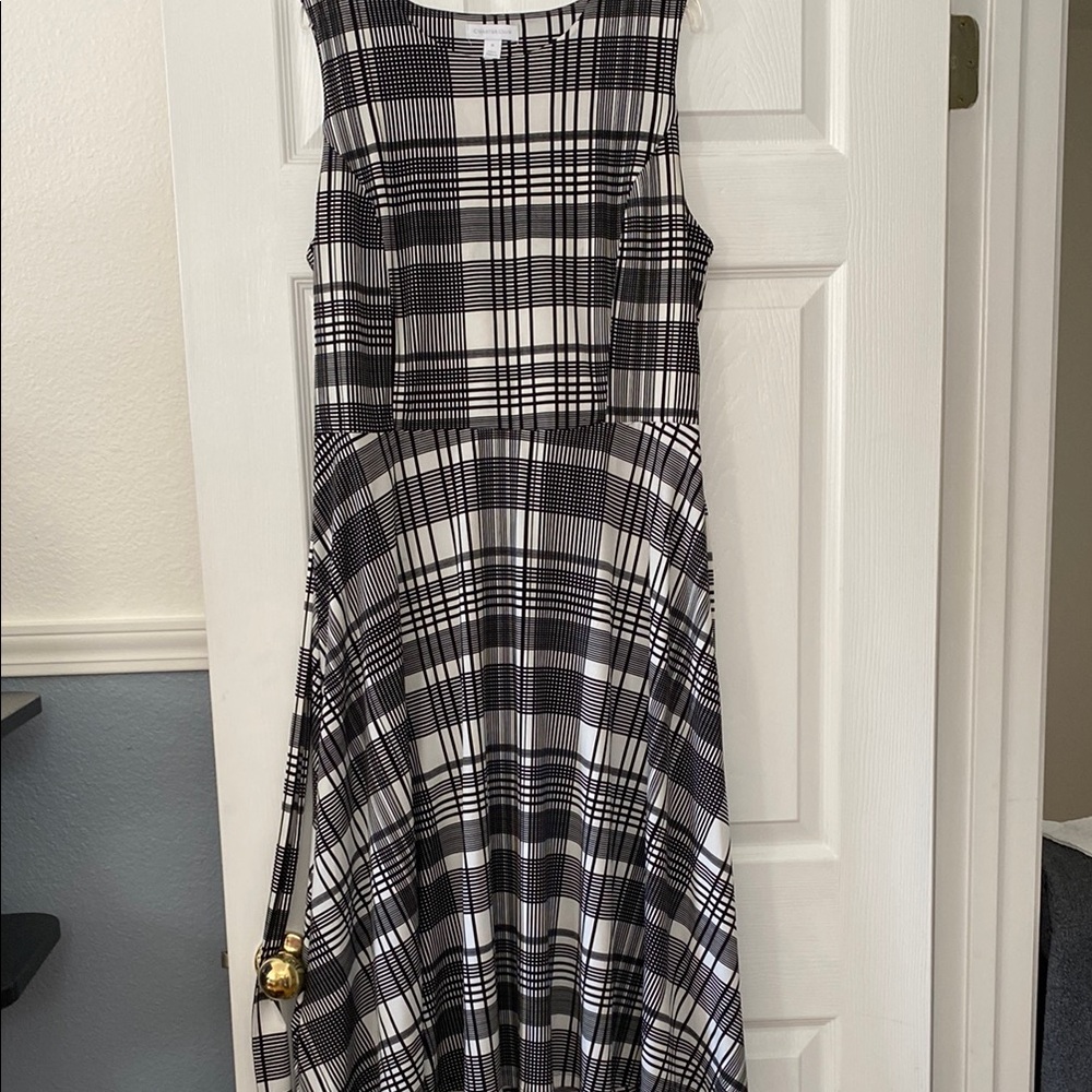 Black and White Plaid Sleeveless Dress